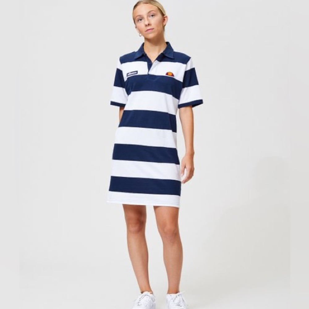 Ellesse blue and white rugby style shirt dress size 2 / UK 6